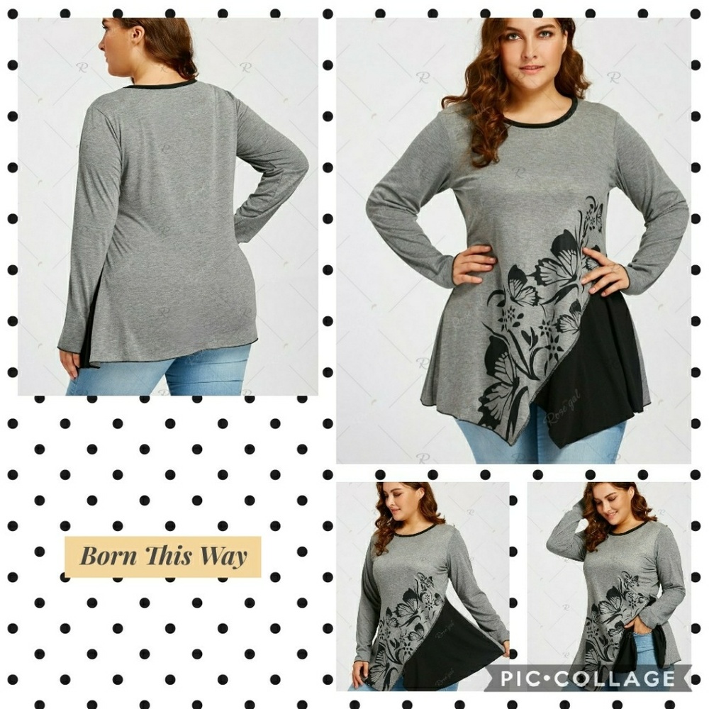 Butterfly play flower plus size split top